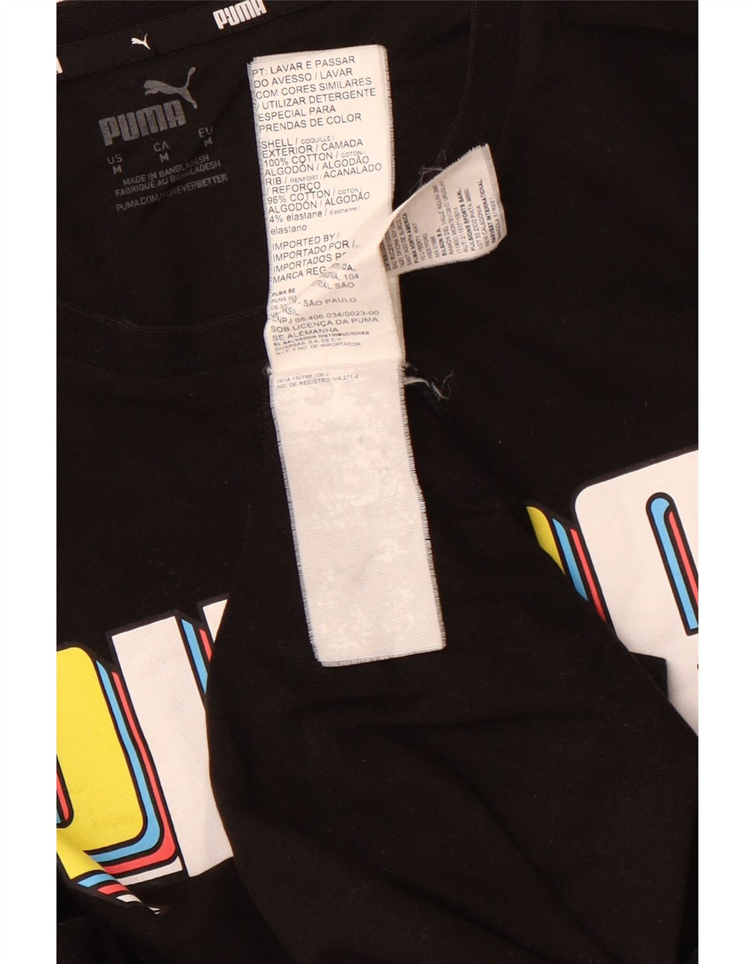 Męska koszulka z grafiką PUMA Top, średnia czarna bawełniana sportowa