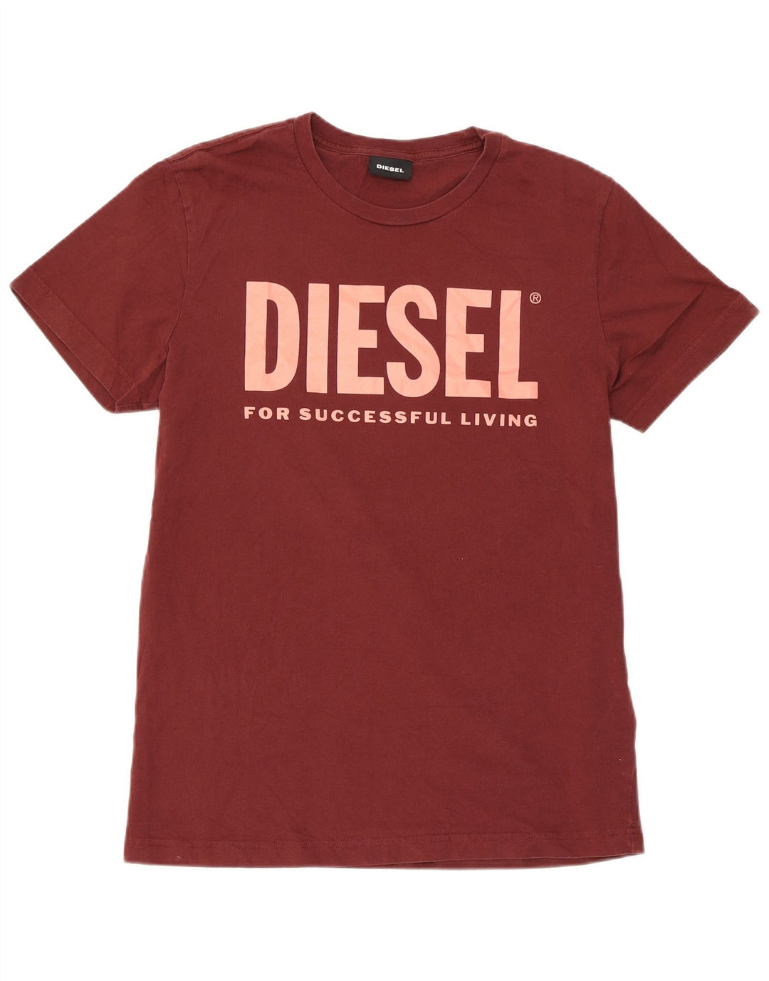Męska koszulka z grafiką Diesel, średnia, bordowa bawełna