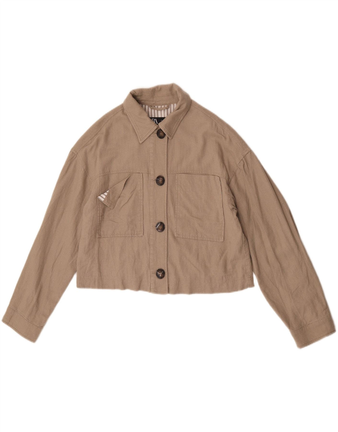 Damska kurtka bomberka Zara Oversize UK 10 Small, beżowa, lniana