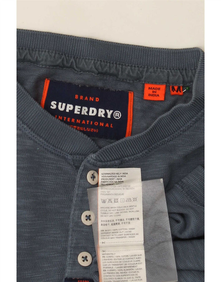 Męski top Superdry z długim rękawem, średniej wielkości niebieski, bawełniany w cętki