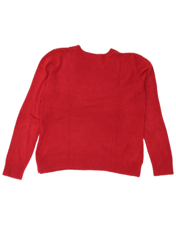 Marks & Spencer Womens Crop Boat Neck Jumper Sweater UK 12 Medium Red