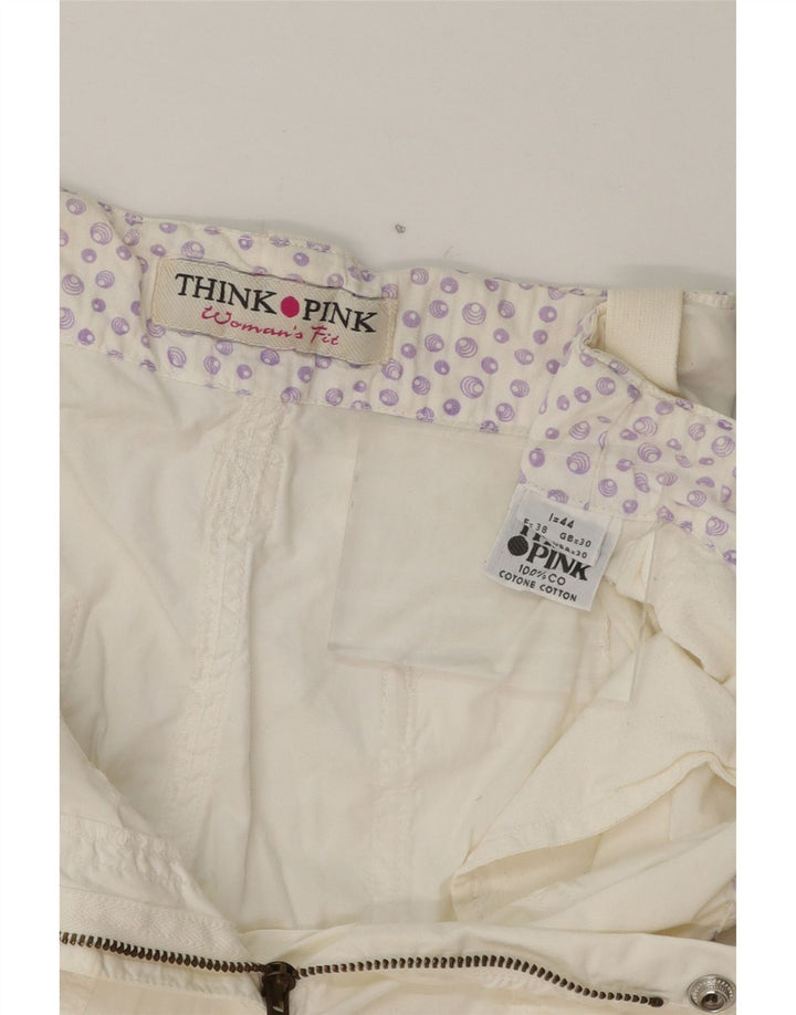 THINK PINK Womens Straight Cropped Trousers IT 44  Medium W30 L24  White Vintage Think Pink and Second-Hand Think Pink from Messina Hembry 