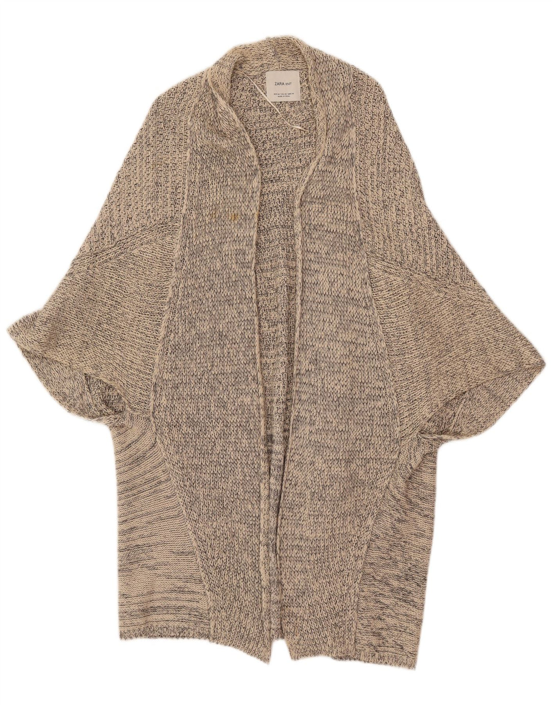 Damski sweter oversize z poncho Zara UK 14, średni beż, bawełna