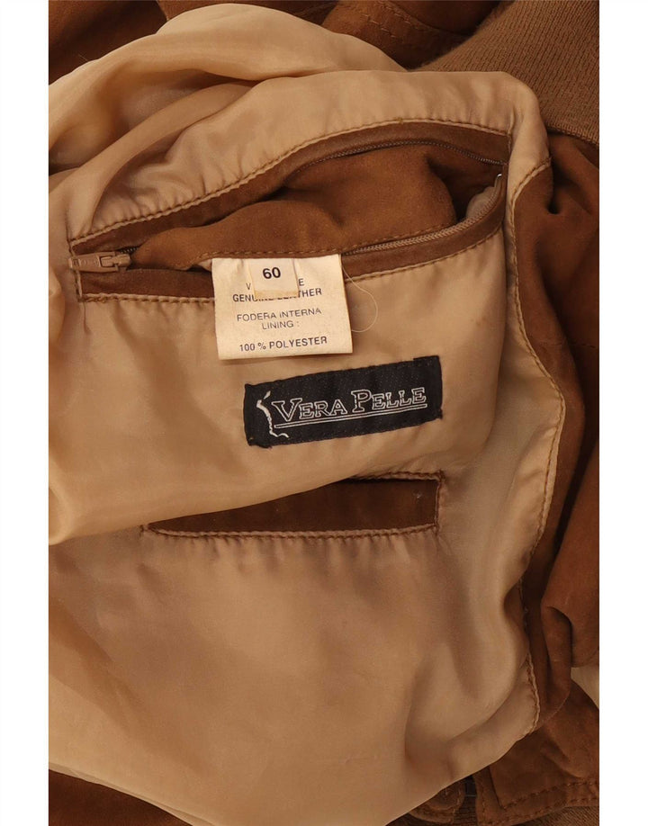 Vintage męska zamszowa kurtka bomber UK 42 XL brązowa skóra