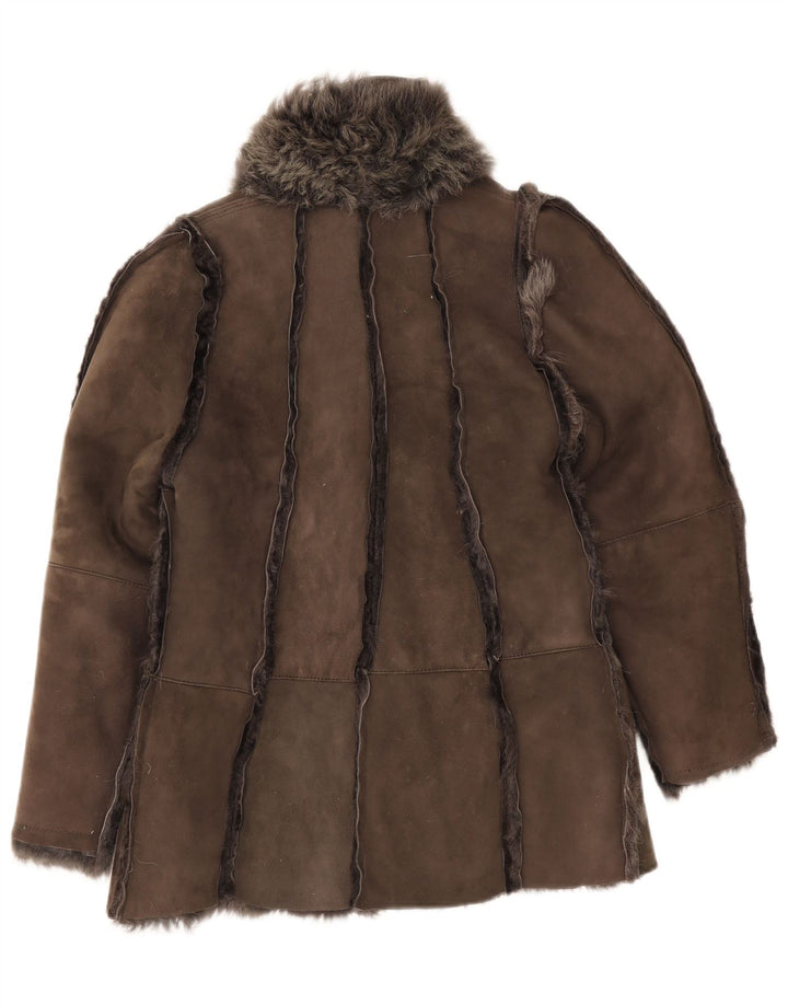 Damska kurtka shearling w stylu vintage UK 12, średnia szarość