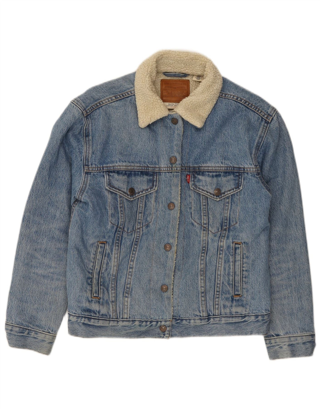 Damska kurtka dżinsowa Levi's Graphic Sherpa UK 10 Small, niebieska, bawełniana