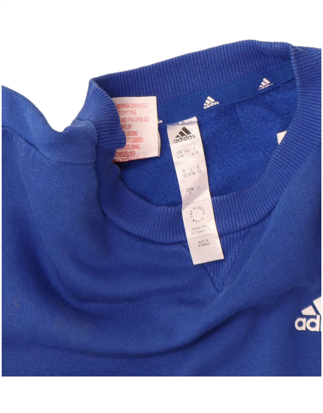 Adidas Chłopięca Bluza Sweter 6-7 Lat Niebieski Bawełna