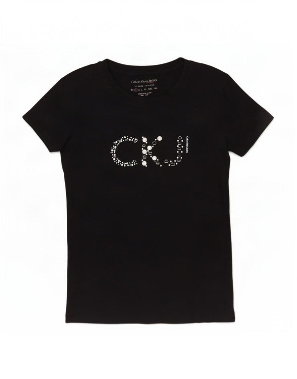 Damska koszulka graficzna Calvin Klein Jeans Top UK 10, mała czarna