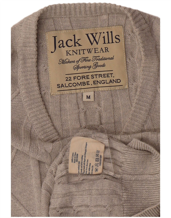 Jack Wills Męski sweter z okrągłym dekoltem, średnioszary, bawełniany klasyk