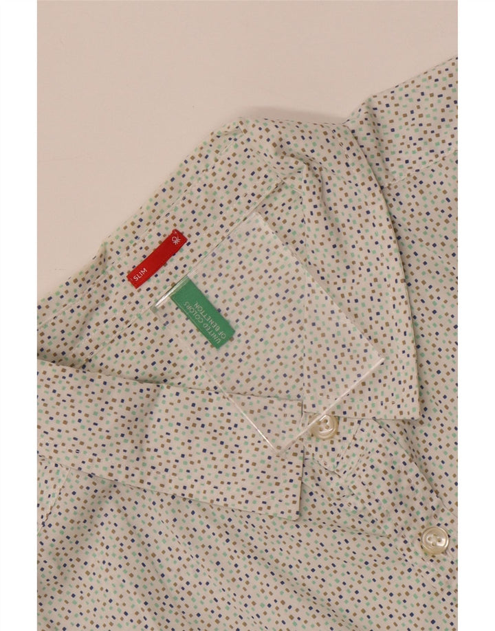 Koszula męska BENETTON Slim Fit, duża, w białe cętki