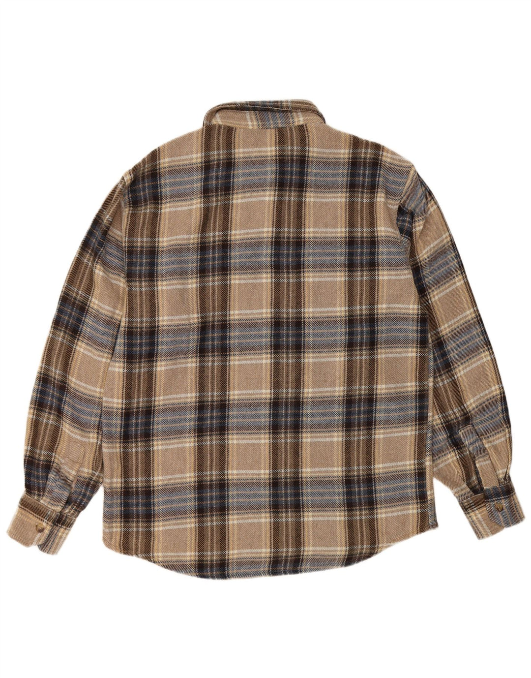 EUROPEAN PROJECT Mens Flannel Shirt Large Beige Check
