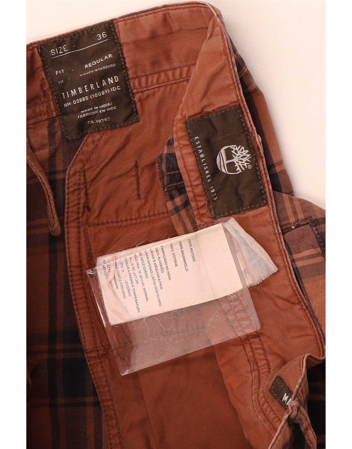 Męskie szorty Chino Timberland W36 w dużą brązową kratę, bawełniane