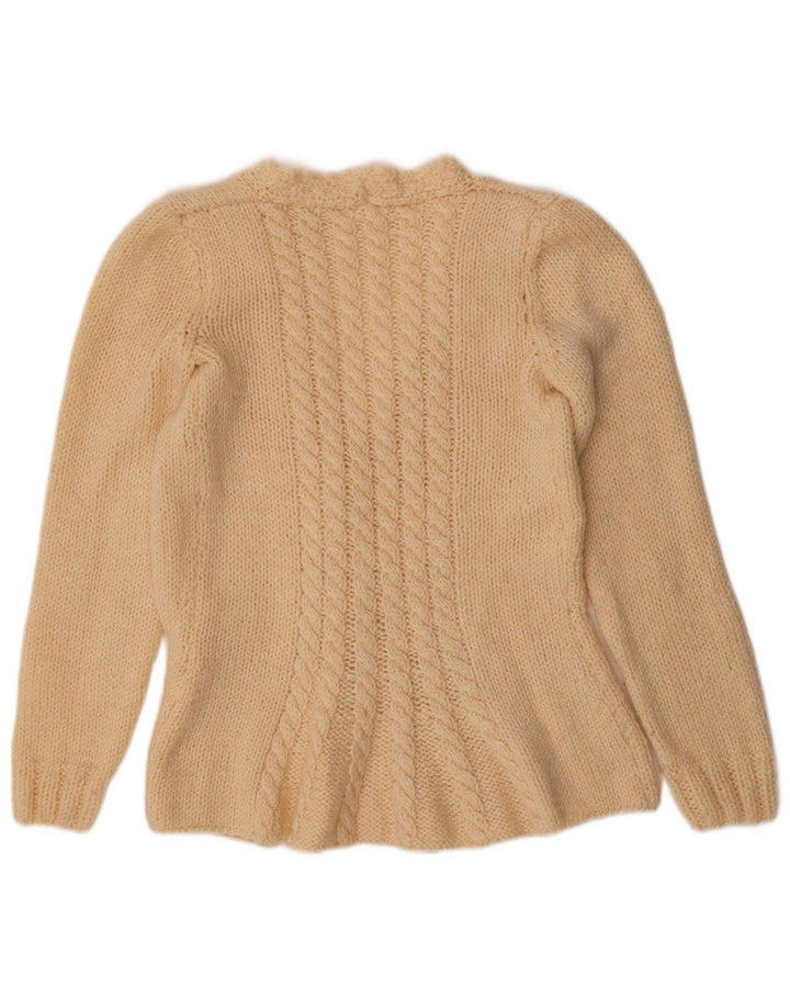 Sweter damski w stylu vintage, kardigan UK 12, średni beż