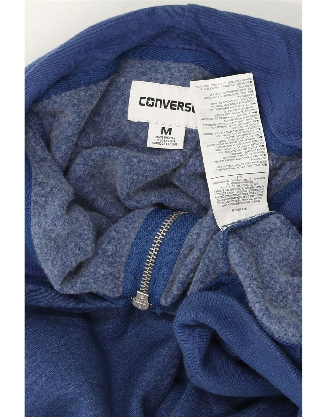 Męski sweter Converse z grafiką i zamkiem błyskawicznym, średni granatowy, bawełniany
