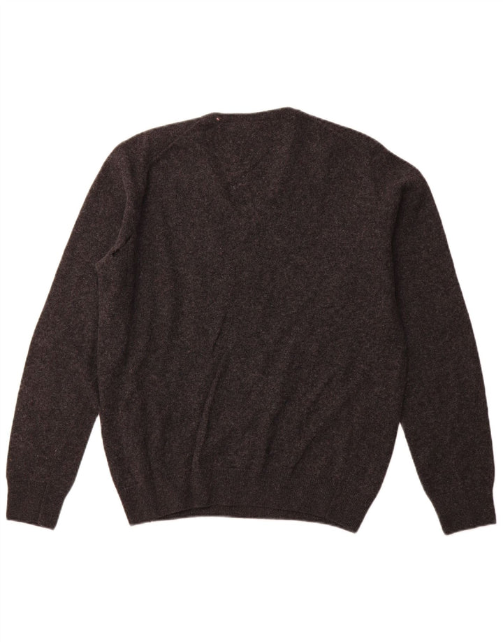 Męski sweter LACOSTE z dekoltem w kształcie litery V, rozmiar 4, średni szary, nowa wełna