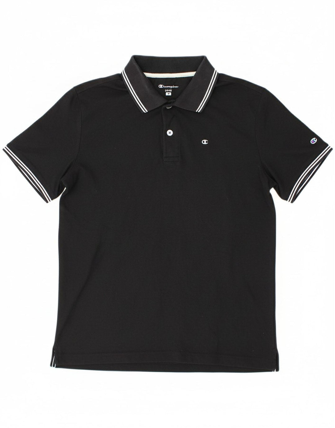 CHAMPION Mens Easy Fit Polo Shirt Medium Black Cotton
