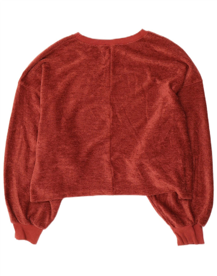 Damski sweter oversize z dekoltem w łódkę Zara UK 10, mały, czerwony poliester