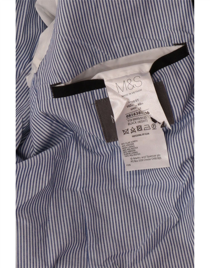 MARKS & SPENCER Męska marynarka zapinana na 2 guziki UK 40, duża, czarna lniana