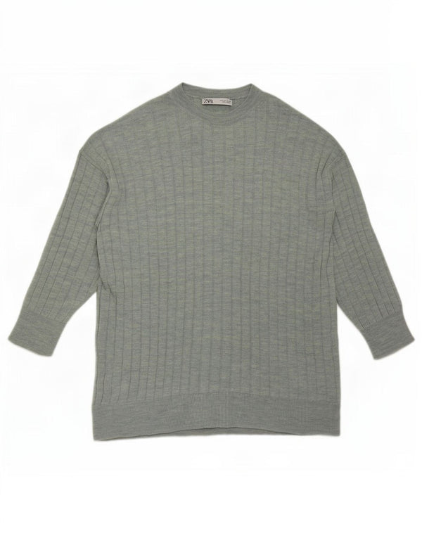 Sweter damski Zara Oversize z okrągłym dekoltem UK 10 Small Green Flecked