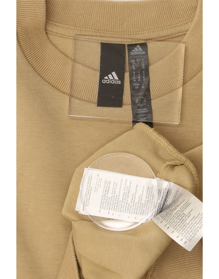 ADIDAS Womens Oversized Sweatshirt Jumper UK 8/10 Small Beige Striped Vintage Adidas and Second-Hand Adidas from Messina Hembry 