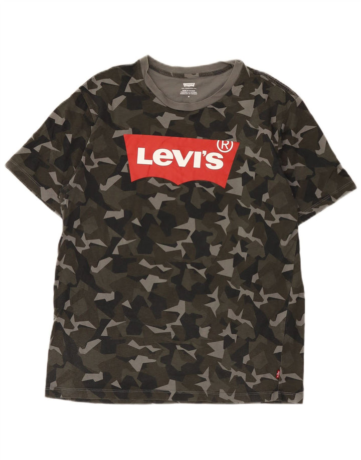 Męski T-shirt z grafiką Levi's, średni kamuflaż khaki