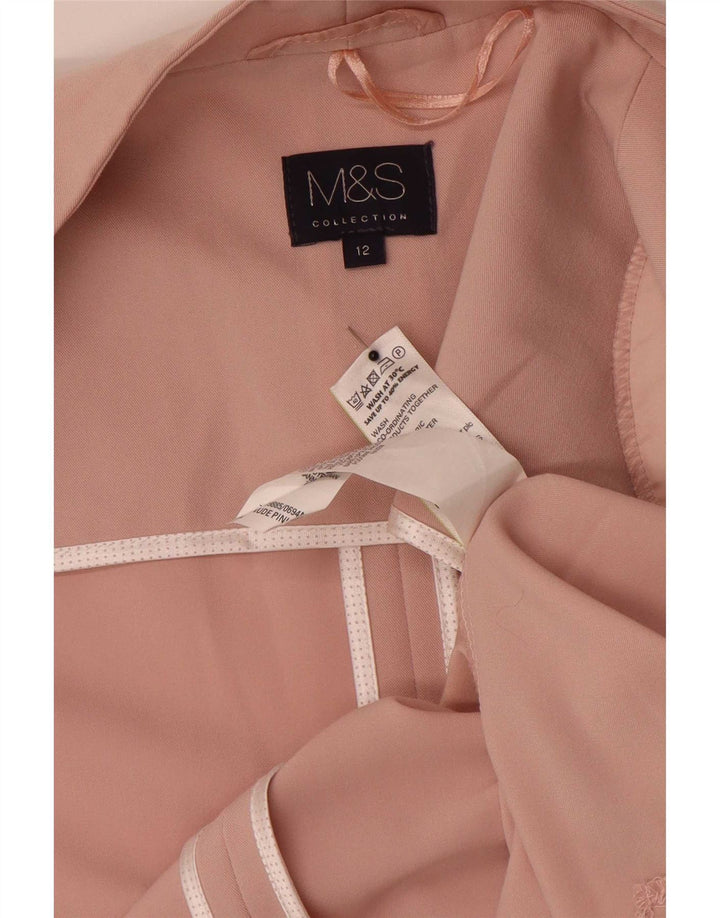 Marks & Spencer Damska otwarta marynarka UK 12, średni różowy poliester