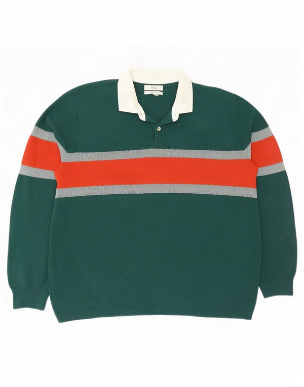 Marks & Spencer Męski sweter polo XL, bawełniany, w kolorze zielonym