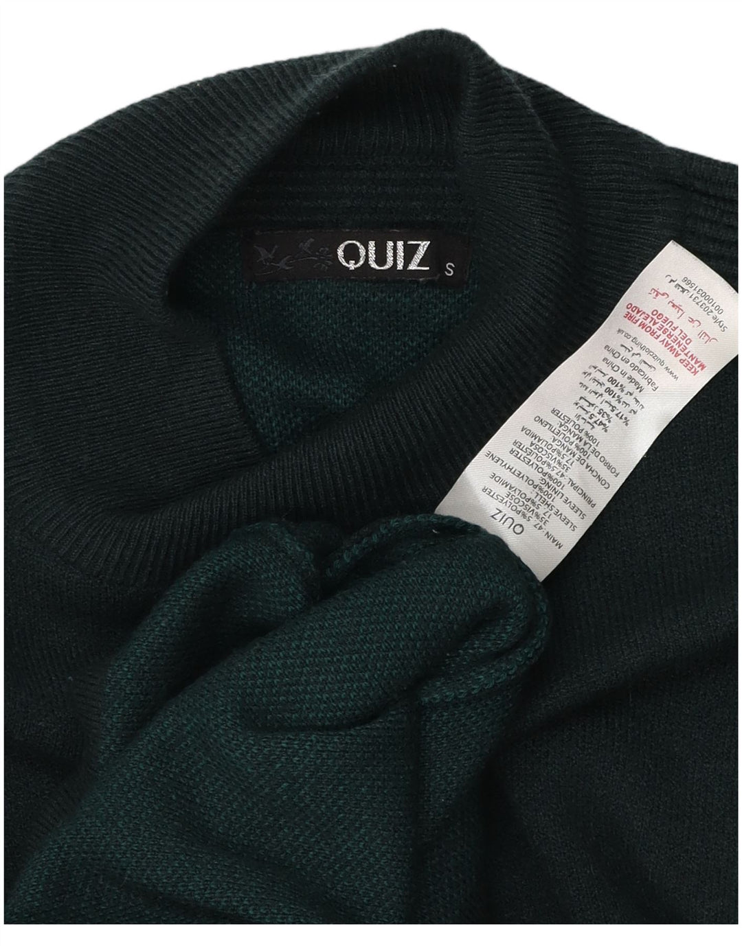 QUIZ Damski sweter oversize z golfem UK 10 Small Green