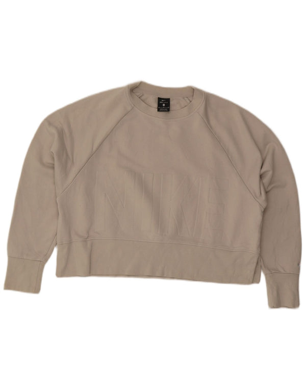 Damski sweter oversize z grafiką NIKE, UK 14, średni beż