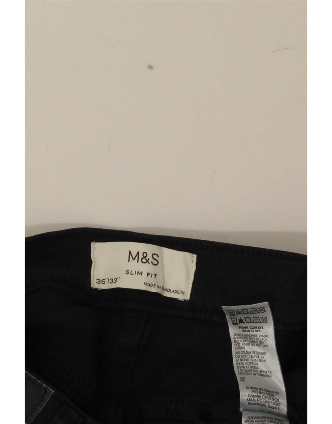 Marks & Spencer Męskie jeansy slim W36 L33 Granatowe, bawełniane