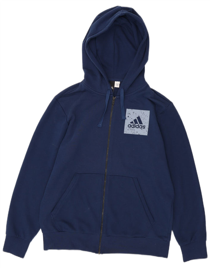 ADIDAS Mens Graphic Zip Hoodie Sweater Large Navy Blue