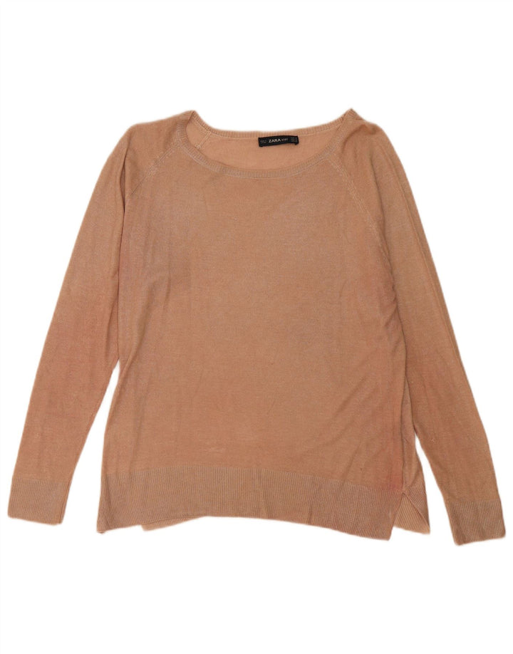 Sweter damski Zara z dekoltem w łódkę UK 14 średni beż