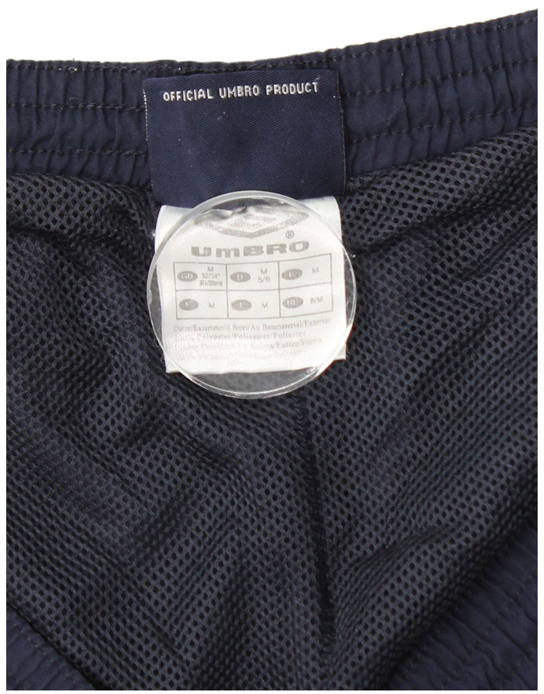 Męskie spodenki sportowe Umbro z grafiką, średni granatowy, poliester z blokami kolorów