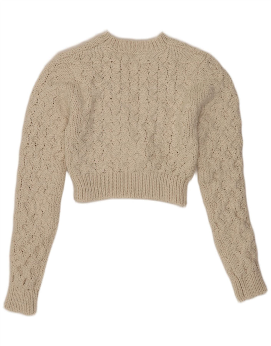 Damski sweter Zara z okrągłym dekoltem, UK 10, mały, biały poliester