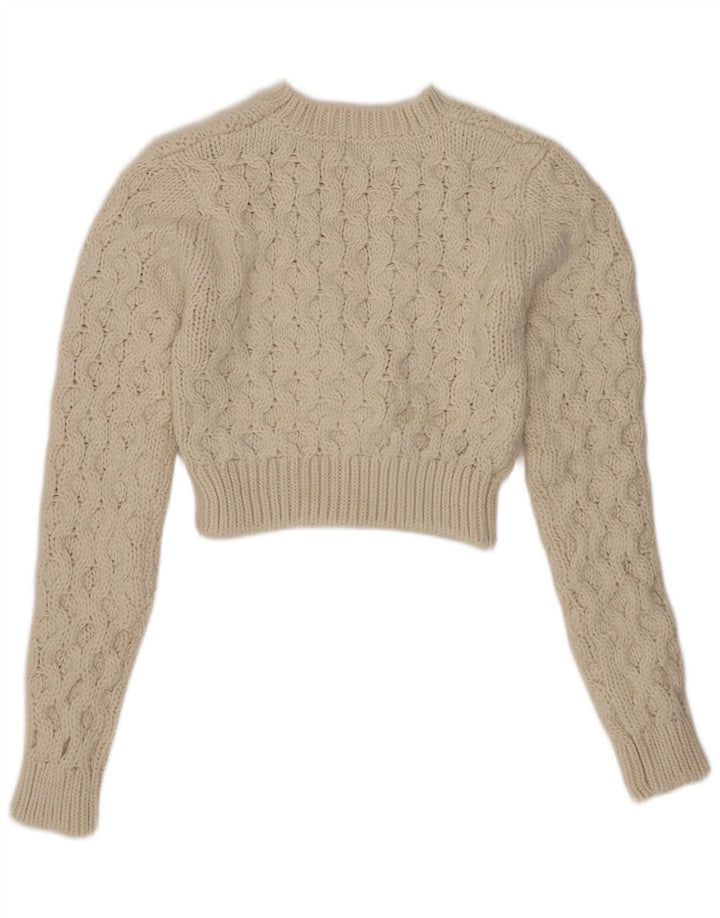 Damski sweter Zara z okrągłym dekoltem, UK 10, mały, biały poliester