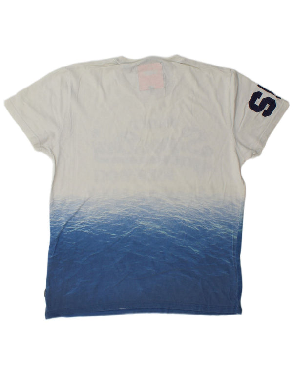 Męski T-shirt z grafiką Superdry, duży, biały, bawełniany blok kolorów