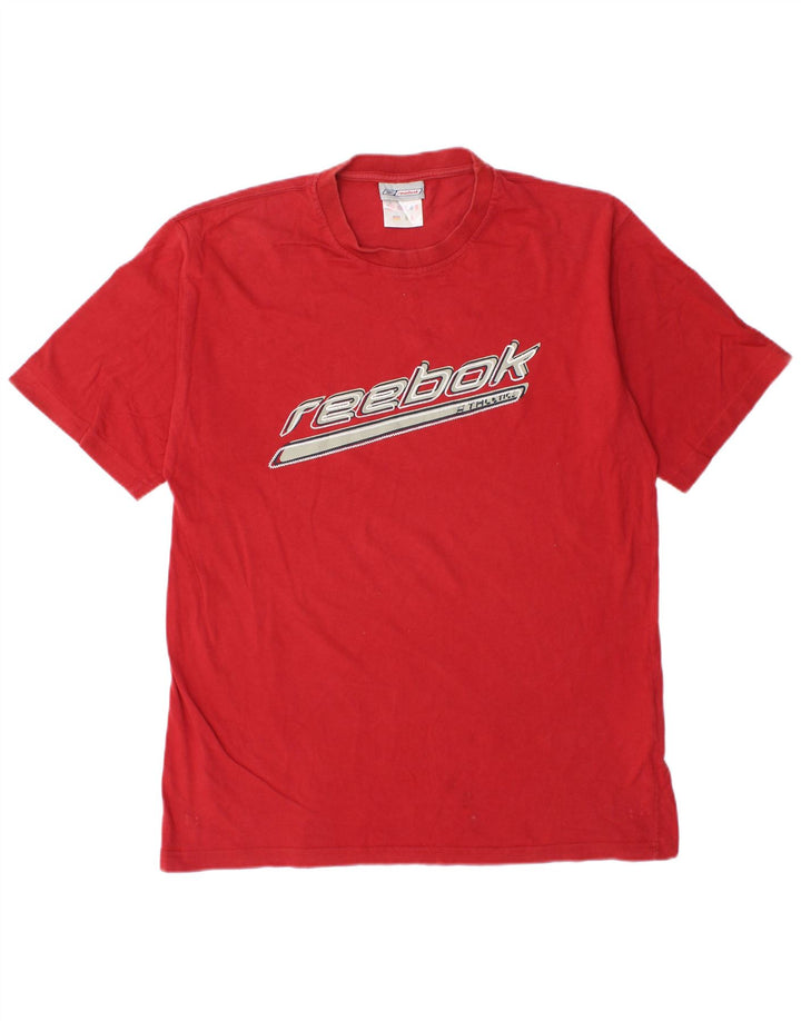 Męski T-shirt z grafiką REEBOK, mały, czerwony, bawełniany