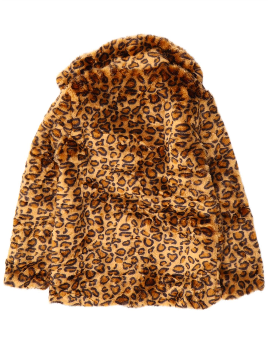 Damska kurtka ze sztucznego futra VINTAGE UK 10, mały, brązowy, poliester z nadrukiem zwierzęcym