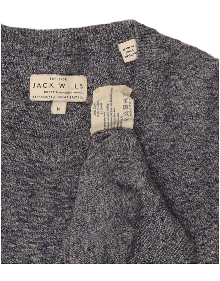 JACK WILLS Męski sweter z okrągłym dekoltem, średniej wielkości niebieski, bawełniany w cętki