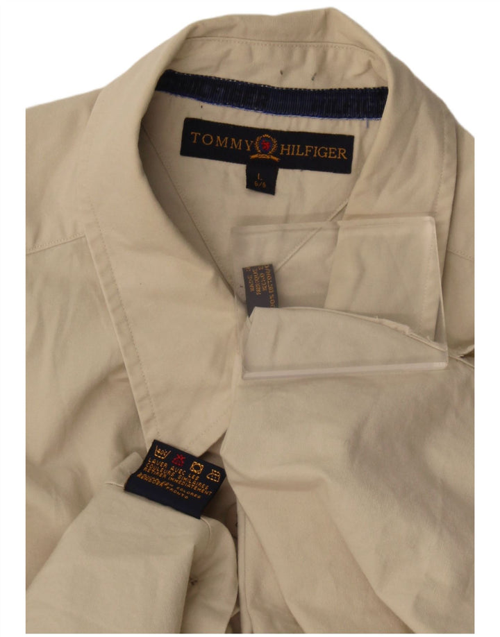 Koszula męska Tommy Hilfiger duża, beżowa, bawełniana