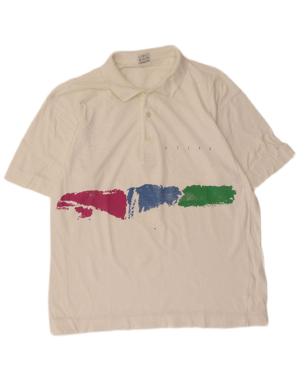 Męska koszulka polo o regularnym kroju Belfe UK 42, duża, biała, bawełniana typu Tie Dye