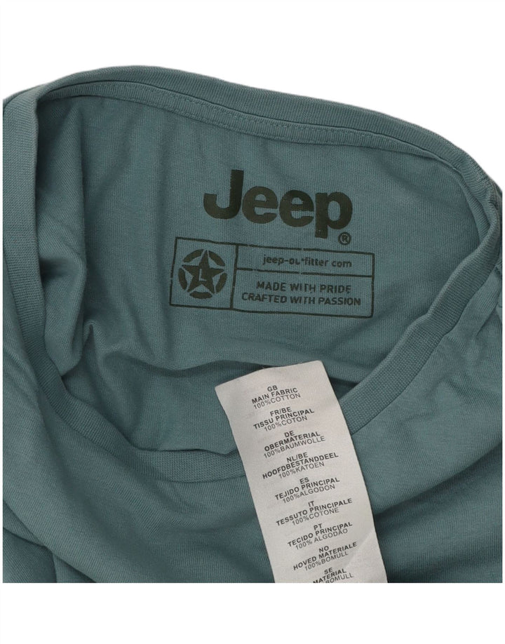 Męski T-shirt z grafiką Jeep, duży, niebieski, bawełniany