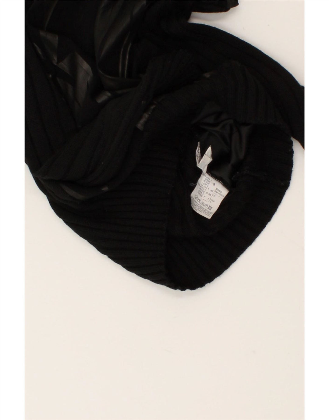 Sweter damski VINTAGE z wywijanym dekoltem UK 10, mała czarna dziewicza wełna
