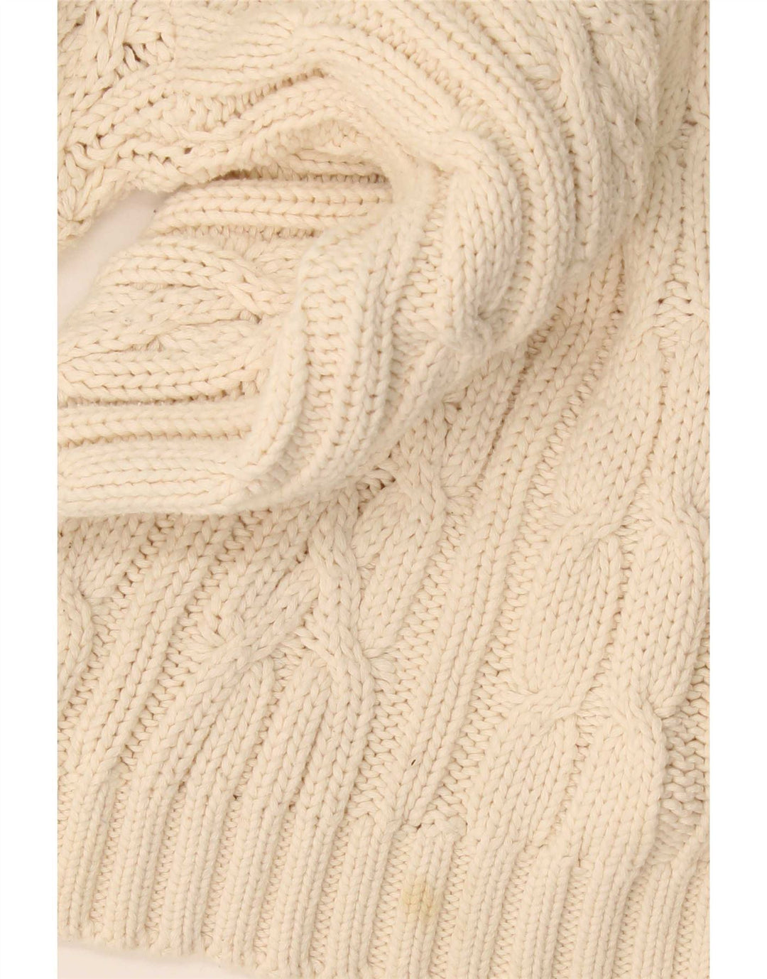 Vintage męski sweter z wywijanym dekoltem, duży, beżowy, bawełniany