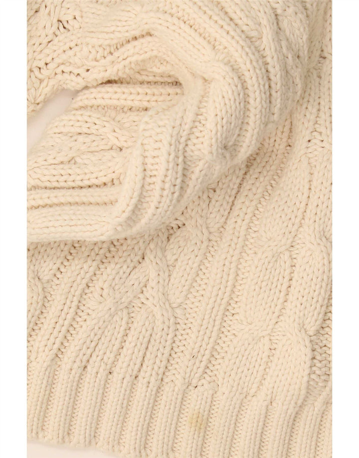 Vintage męski sweter z wywijanym dekoltem, duży, beżowy, bawełniany