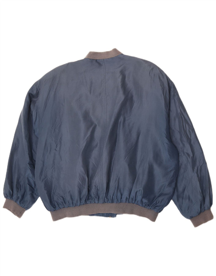 Męska kurtka bomber w stylu vintage UK 42 XL Niebieski jedwab