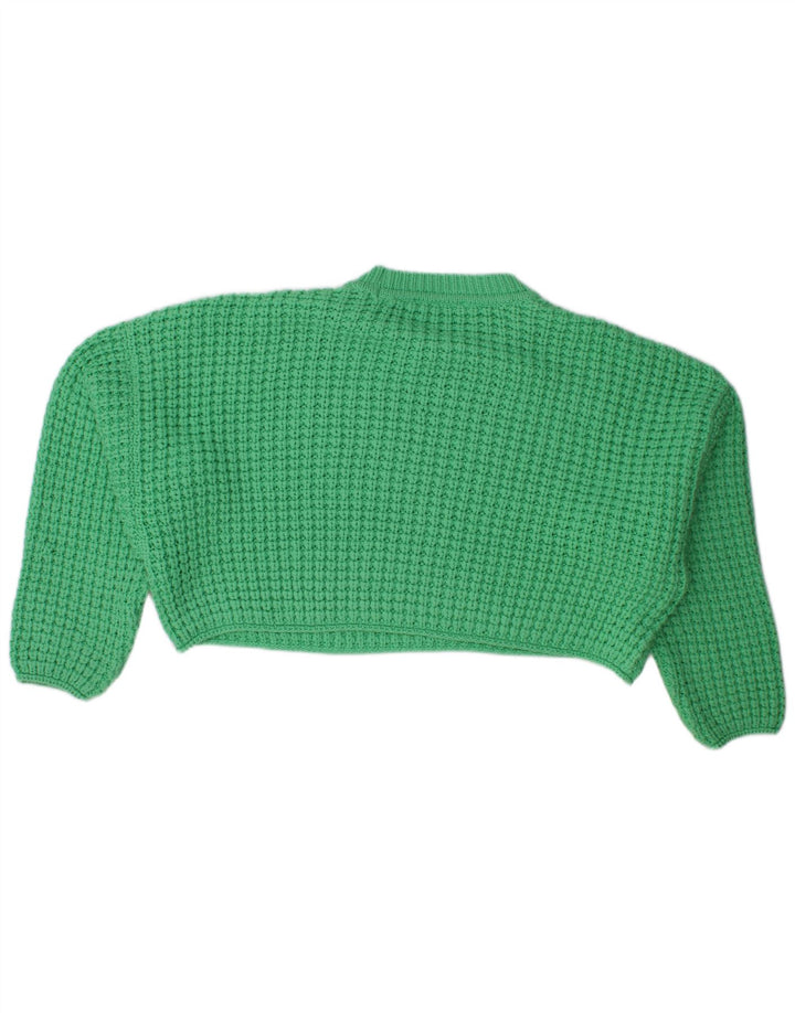 Damski sweter Zara Crop Oversize z okrągłym dekoltem UK 14, średni zielony