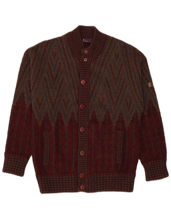 Sweter męski w stylu vintage, średni bordowy, geometryczny