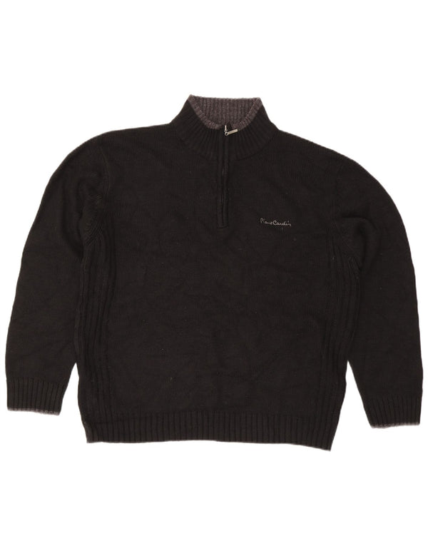 Męski sweter z zamkiem błyskawicznym Pierre Cardin XL, czarny akryl