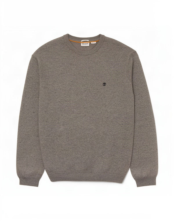 Męski sweter Timberland z okrągłym dekoltem 3XL, szara, nakrapiana wełna merynosów